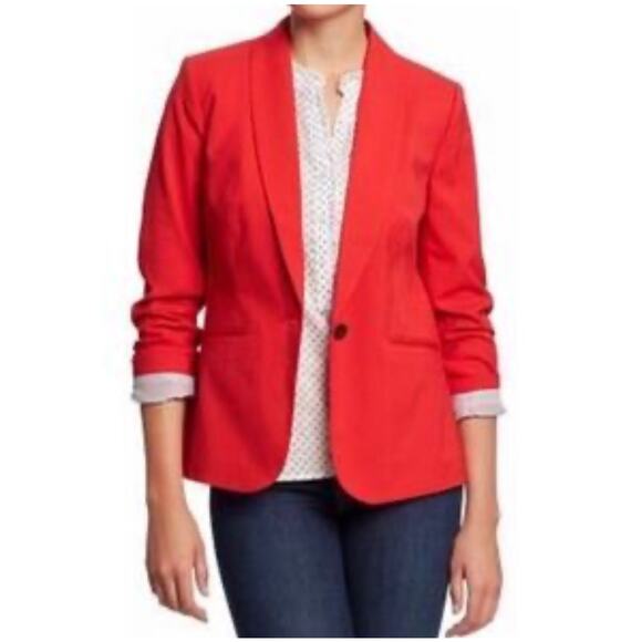 MERONA | Bright Red Suit Blazer Cotton Stripe Lining Jacket Coat | Size 18 - Picture 1 of 8
